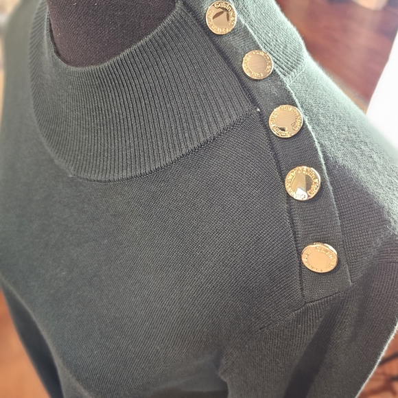 NWT Calvin Klein Mock Turtleneck Long Sleeved Forest Green Blouse - Picture 11 of 14